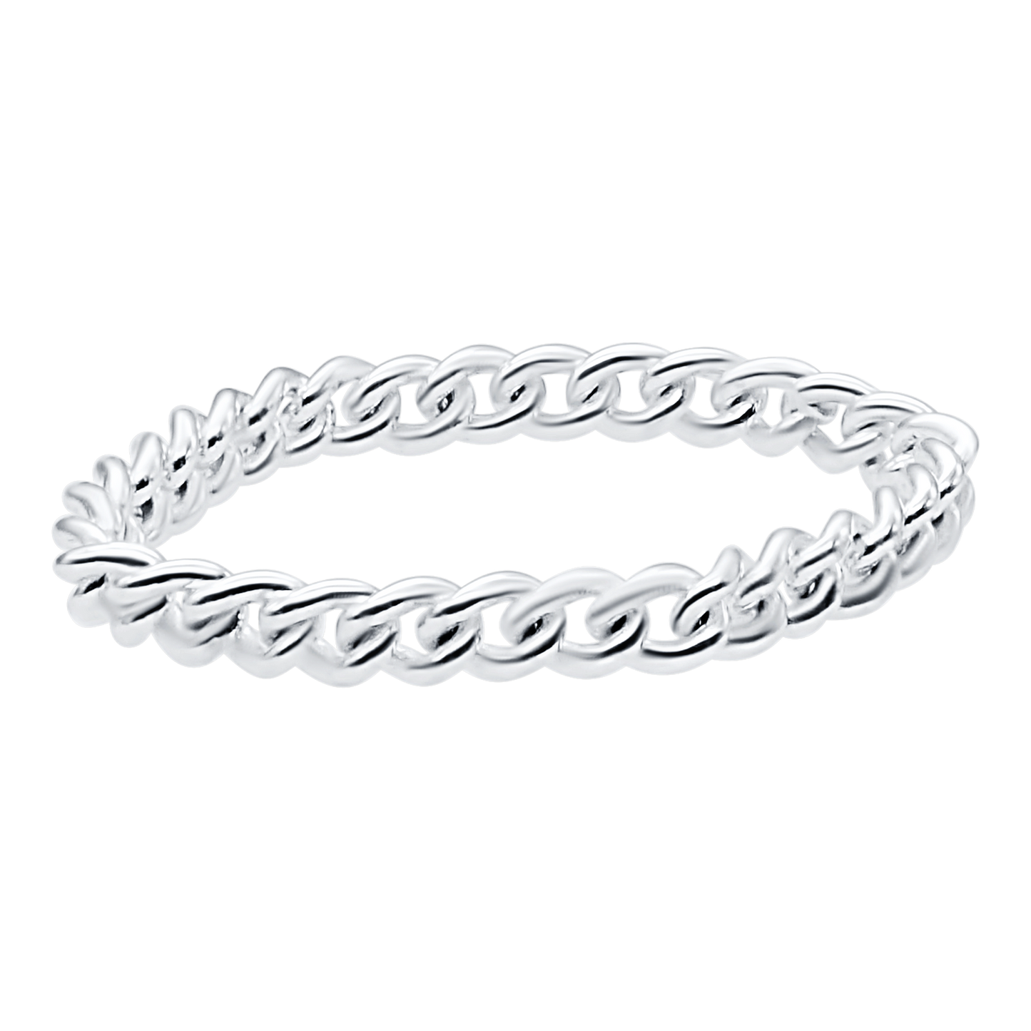 Mittelgroßer runder Panzerkettenring aus Sterlingsilber