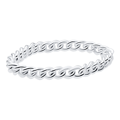 Mittelgroßer runder Panzerkettenring aus Sterlingsilber