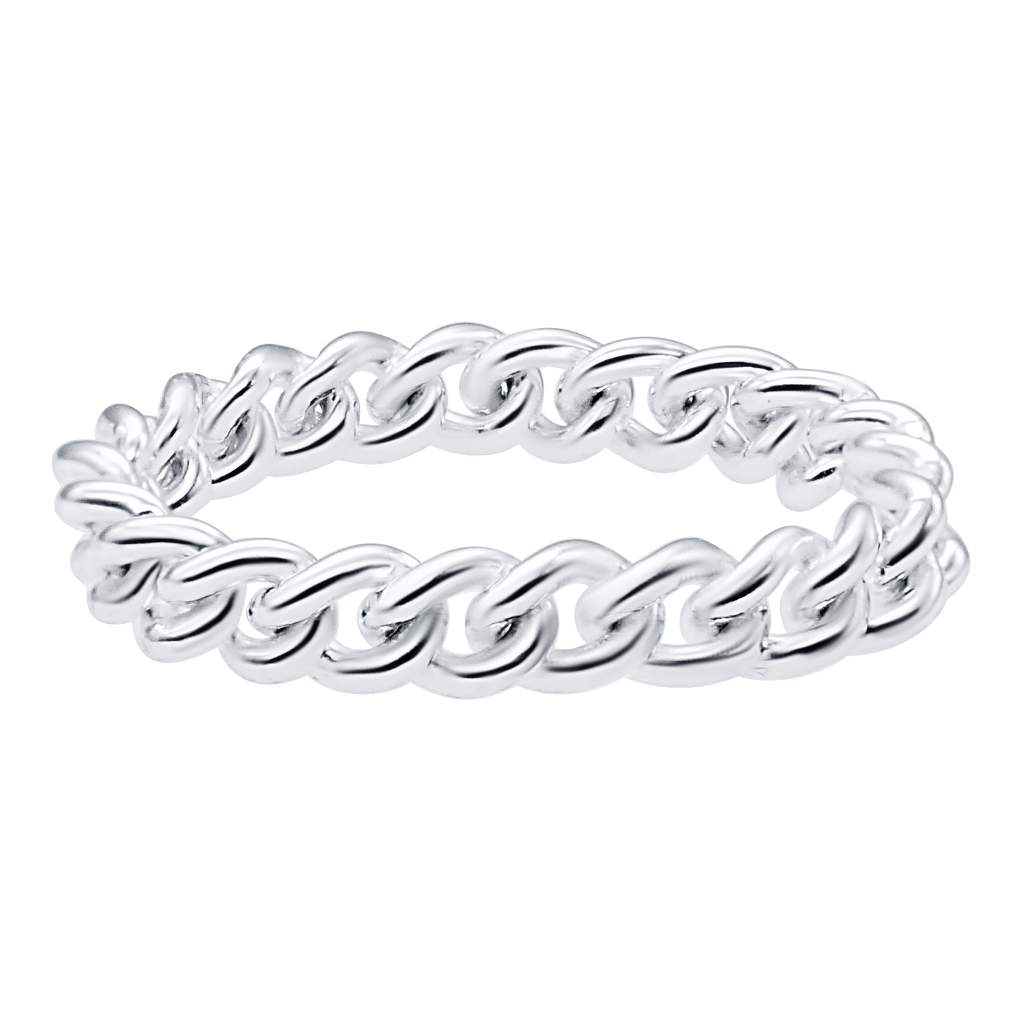 Mittelgroßer runder Panzerkettenring aus Sterlingsilber