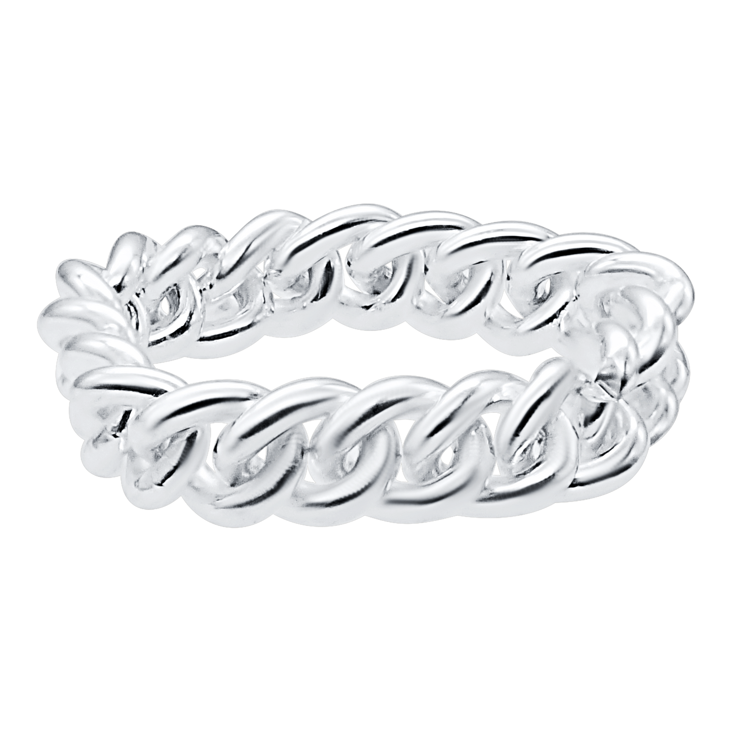 Mittelgroßer runder Panzerkettenring aus Sterlingsilber