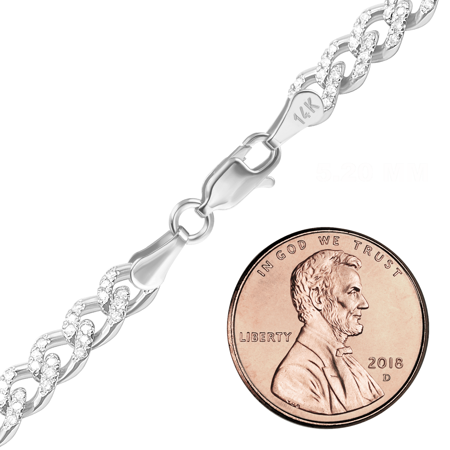 Klassisches Panzerarmband mit Pavé-Fassung aus im Labor gezüchteten Diamanten in 14-karätigem Weißgold