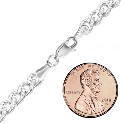 Klassisches Panzerarmband mit Pavé-Fassung aus im Labor gezüchteten Diamanten in 14-karätigem Weißgold