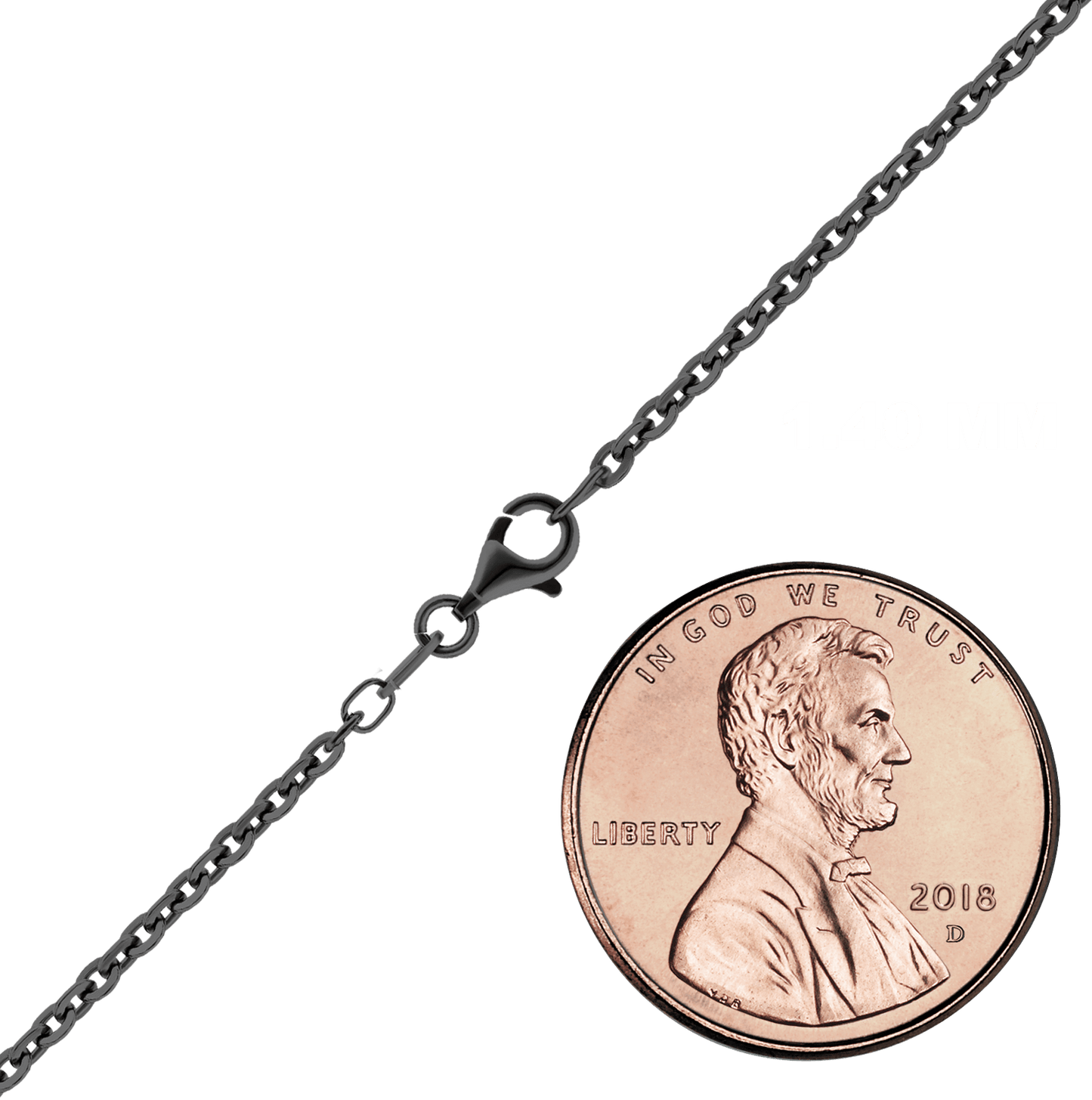Diamantgeschliffene Kabelkette aus Sterlingsilber, schwarz-rutheniumfarben