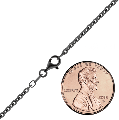 Diamantgeschliffene Kabelkette aus Sterlingsilber, schwarz-rutheniumfarben