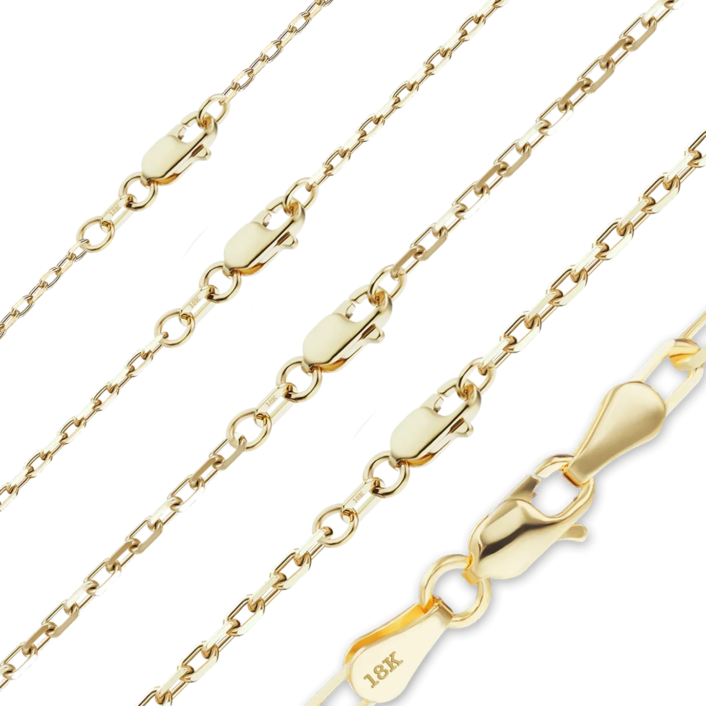 Längliches Kabelarmband mit Diamantschliff aus 18-karätigem Gelbgold