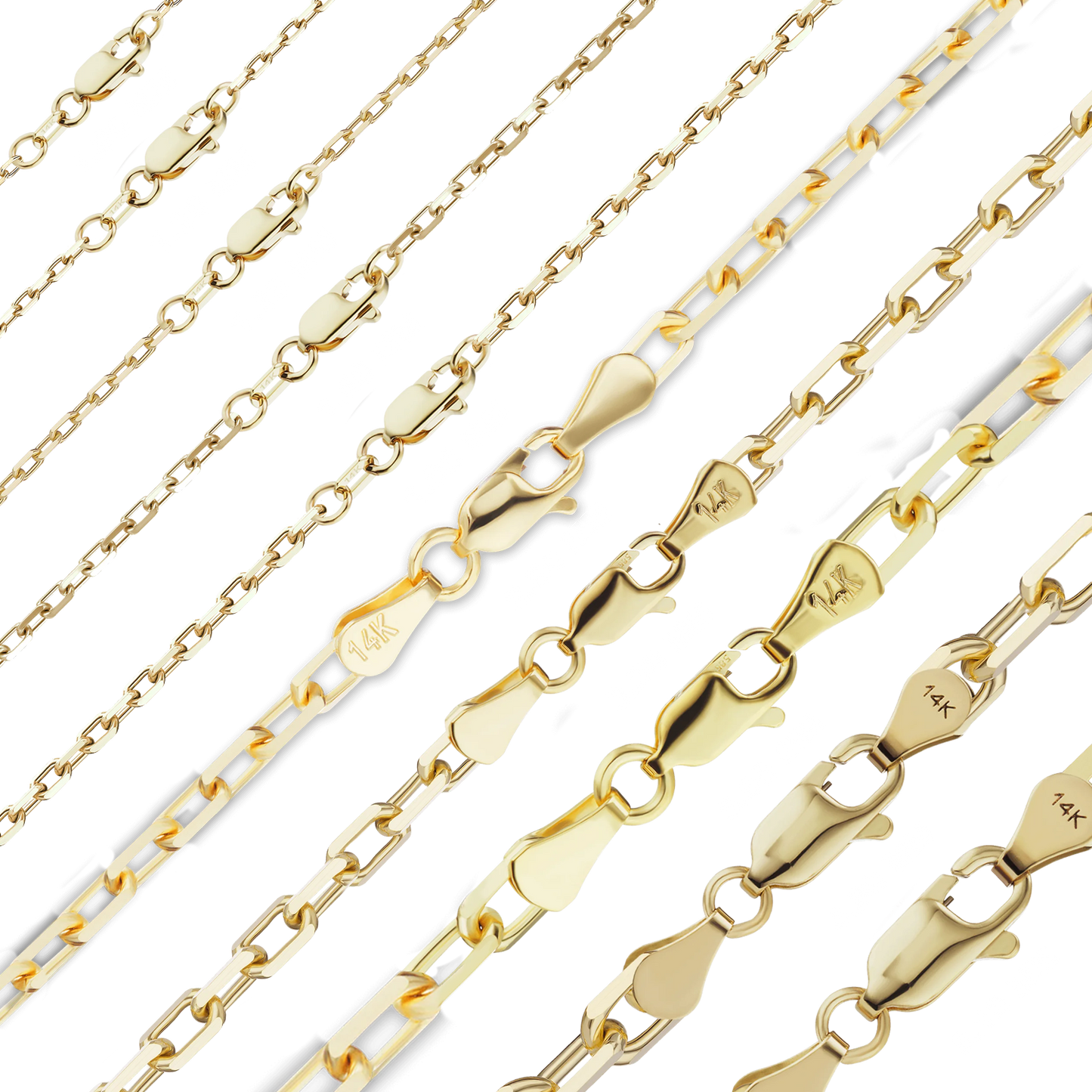 Längliches Kabelarmband mit Diamantschliff aus 14-karätigem Gelbgold