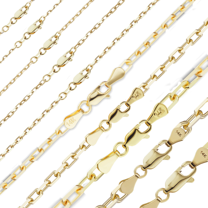 Längliches Kabelarmband mit Diamantschliff aus 14-karätigem Gelbgold