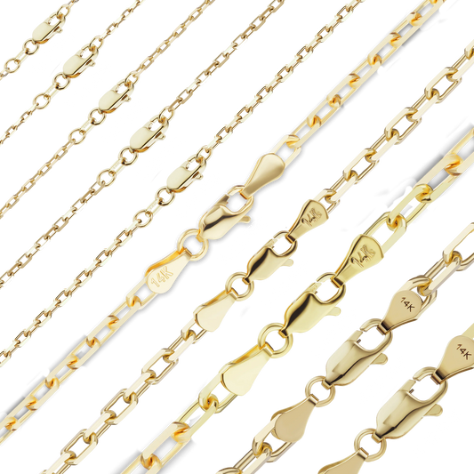 Längliches Kabelarmband mit Diamantschliff aus 14-karätigem Gelbgold