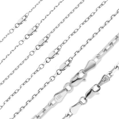 Längliches Kabelarmband mit Diamantschliff aus 14-karätigem Weißgold