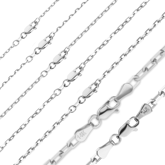 Längliches Kabelarmband mit Diamantschliff aus 14-karätigem Weißgold