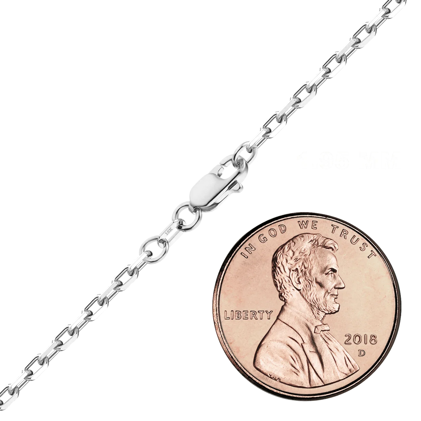 Längliches Kabelarmband mit Diamantschliff aus 18-karätigem Weißgold