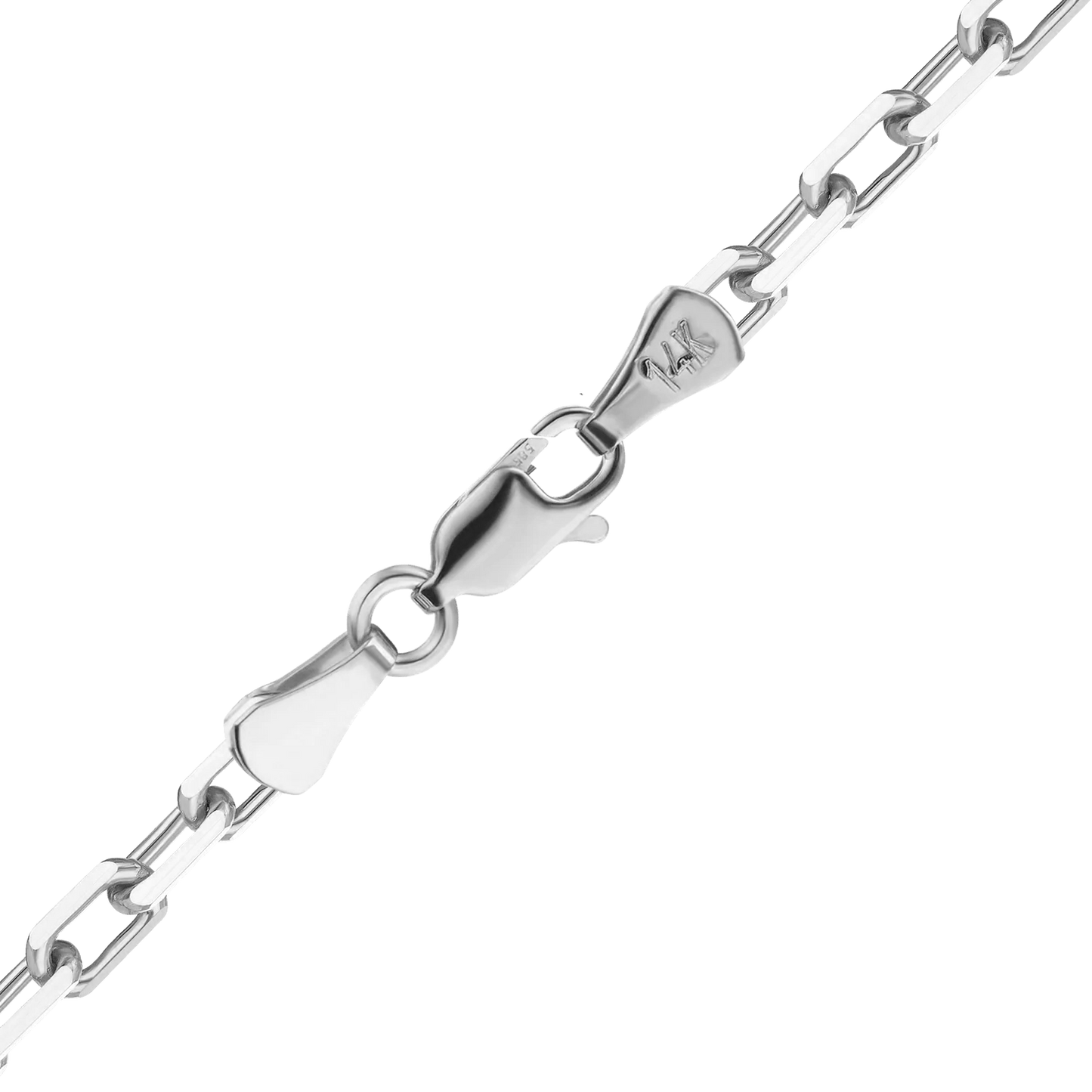 Längliches Kabelarmband mit Diamantschliff aus 14-karätigem Weißgold