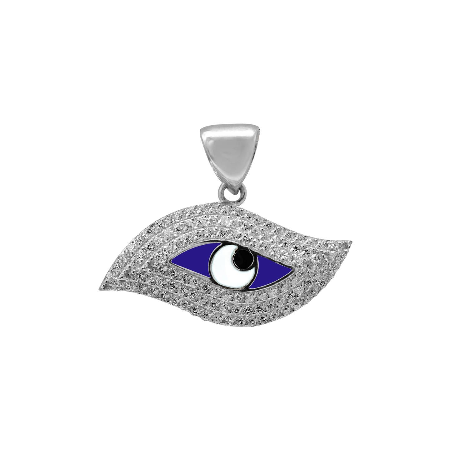 Anhänger mit bösem Blick und blauer Emaille aus Sterlingsilber