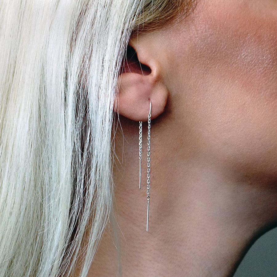 Tropfenohrringe in U-Form – Sterlingsilber/14 Karat Gelbgold