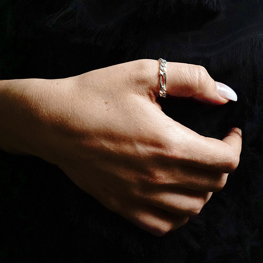 Klassischer Figaro-Kettenring aus Sterlingsilber