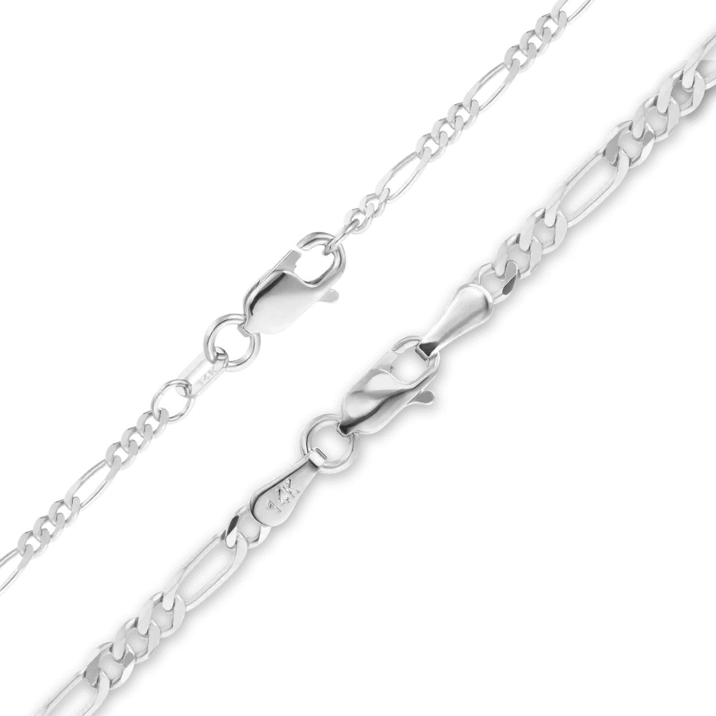 Klassisches Figaro-Armband aus 14-karätigem Weißgold