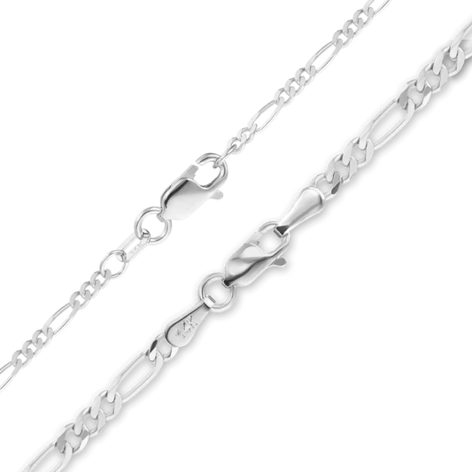 Klassisches Figaro-Armband aus 14-karätigem Weißgold