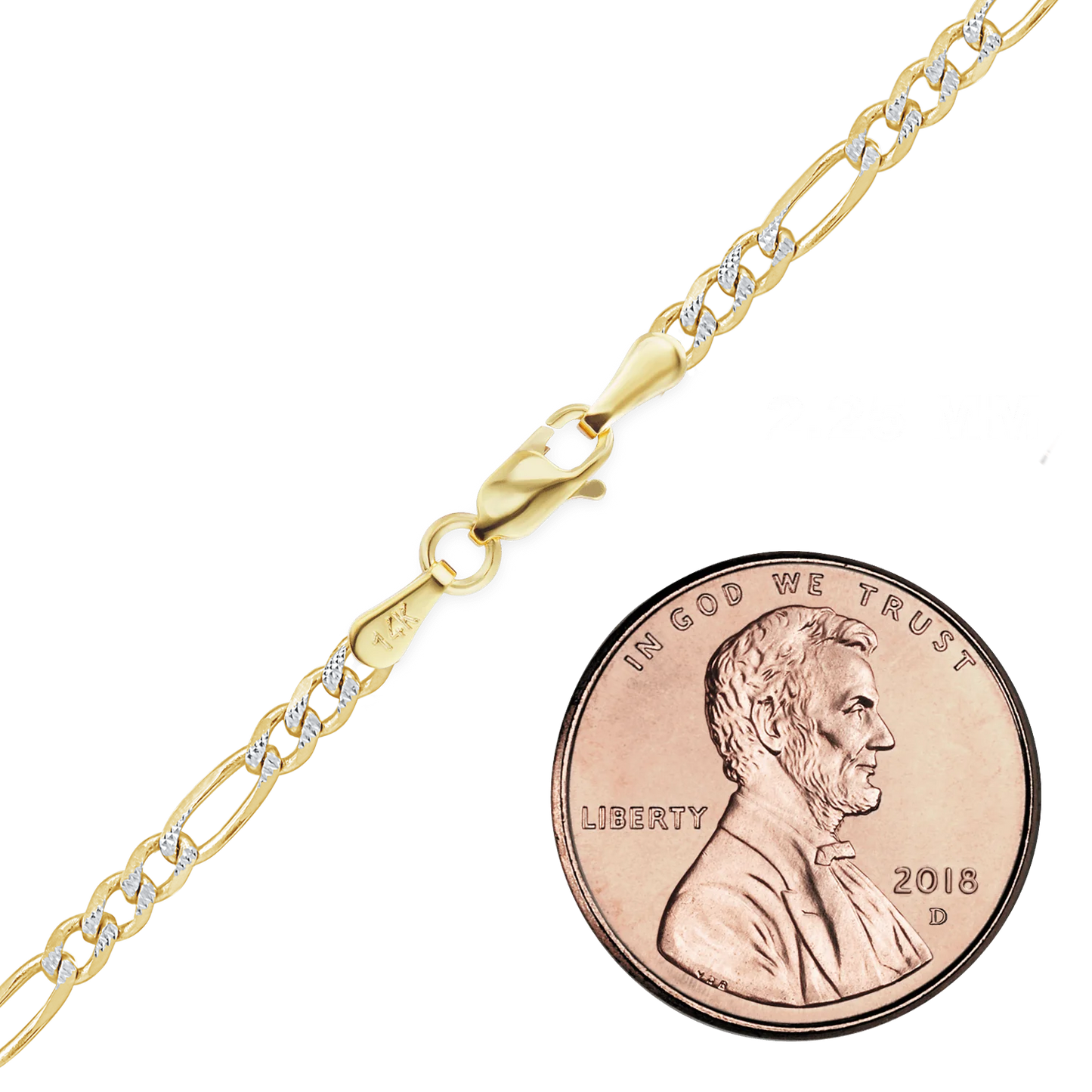 Klassische Figaro-Halskette, 14 Karat zweifarbiges Gold