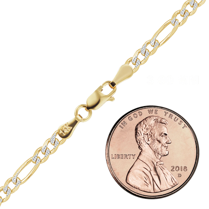 Klassische Figaro-Halskette, 14 Karat zweifarbiges Gold