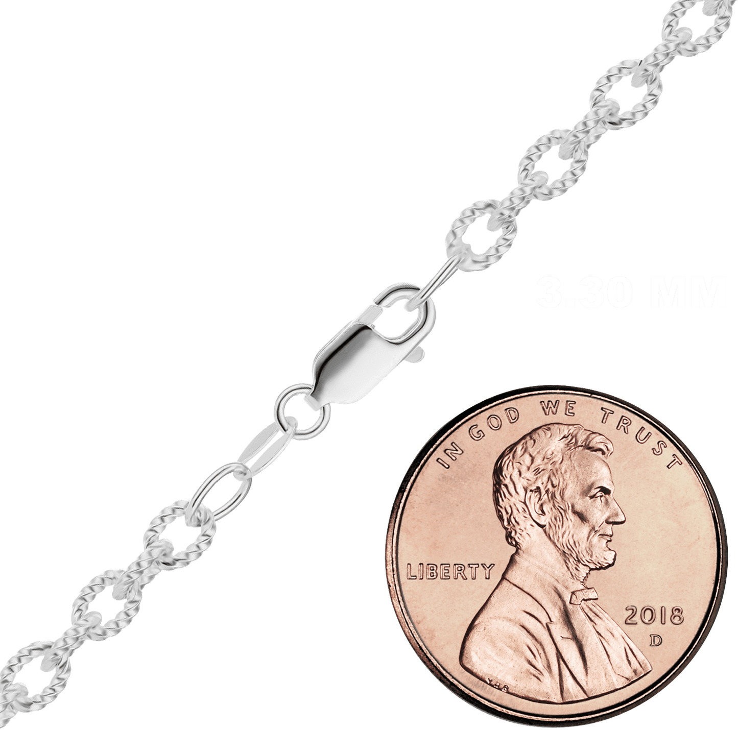 Elegante runde Kabelkette aus Sterlingsilber