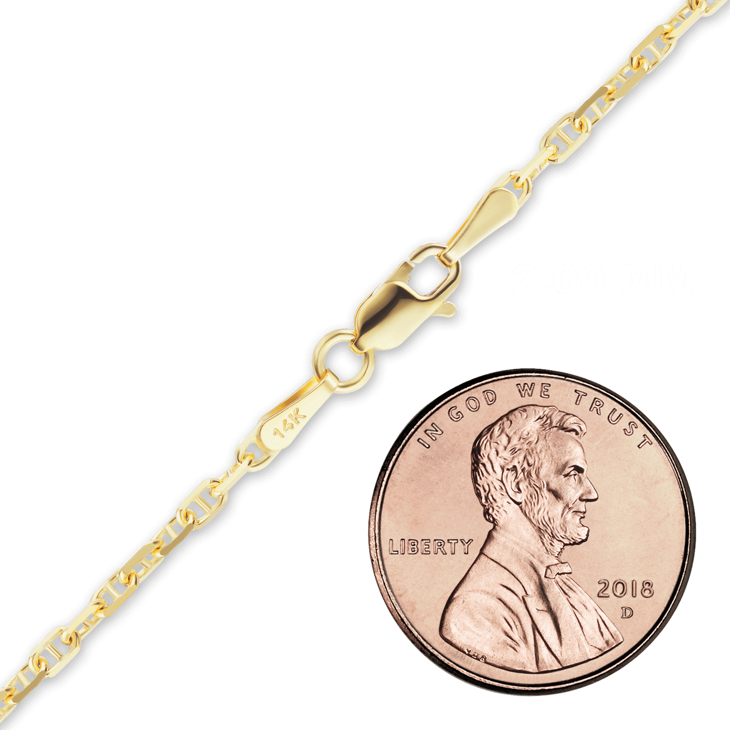 Anker-Seemann-Kabelkette aus 14 Karat Gelbgold