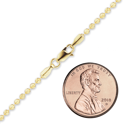 Diamantgeschliffene runde Perlen-Fußkette aus 14-karätigem Gelbgold