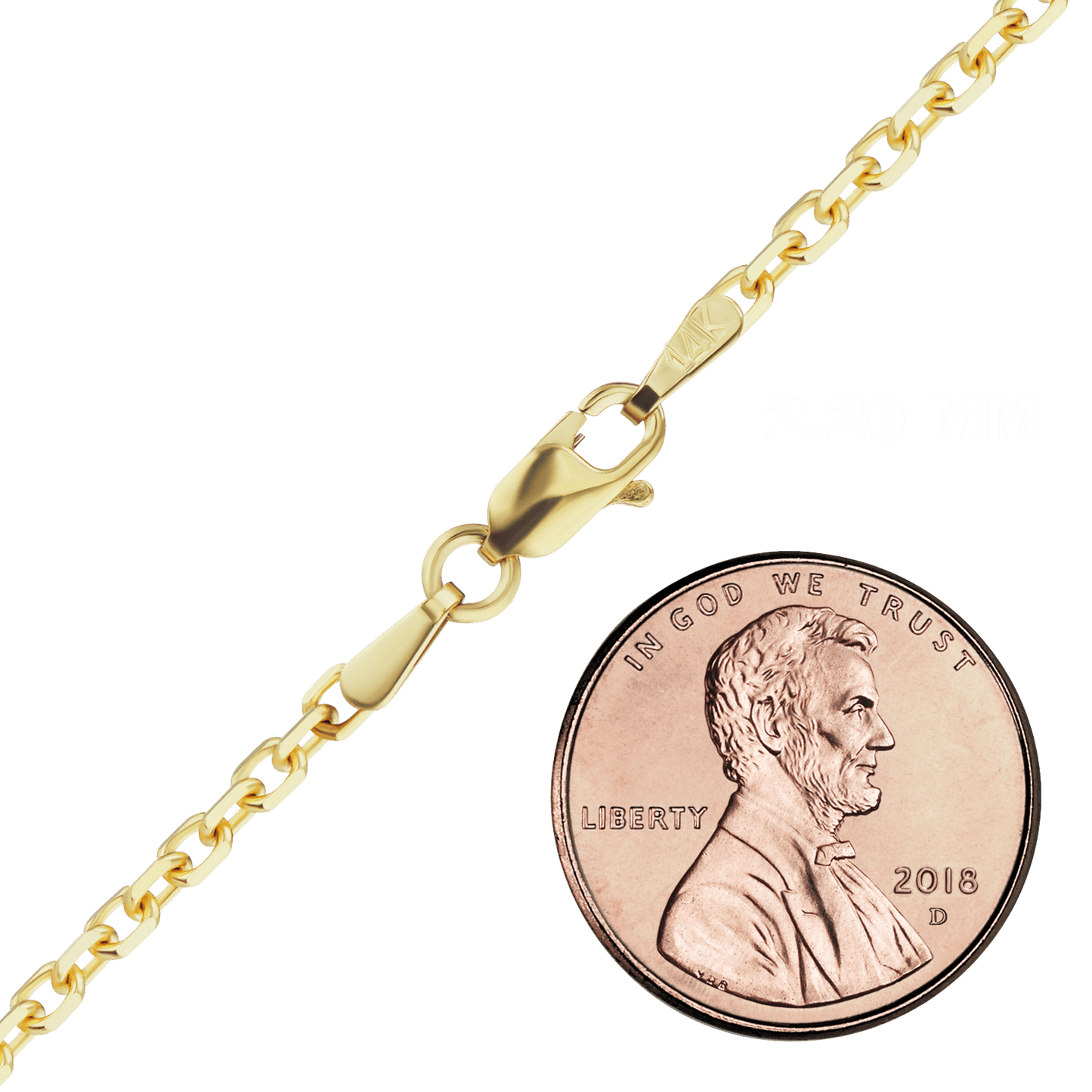 Rundes Kabel-Halsband mit Diamantschliff, 14 Karat Gelbgold