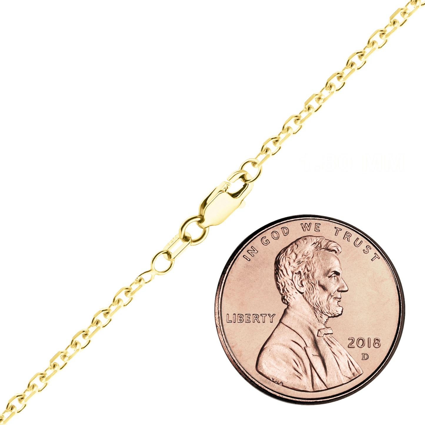 Rundes Kabel-Halsband mit Diamantschliff, 14 Karat Gelbgold