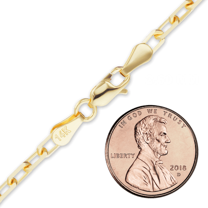 Längliches Kabelarmband mit Diamantschliff aus 14-karätigem Gelbgold