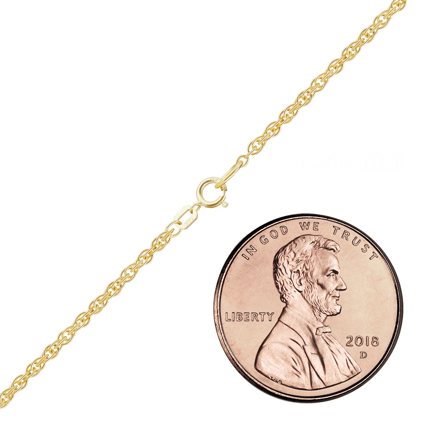 Klassisches Maschinenseil-Fußkettchen aus 14-karätigem Gelbgold