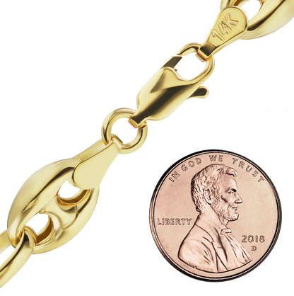 Klassisches, gestepptes Mariner-Link-Fußkettchen aus 14-karätigem Gelbgold