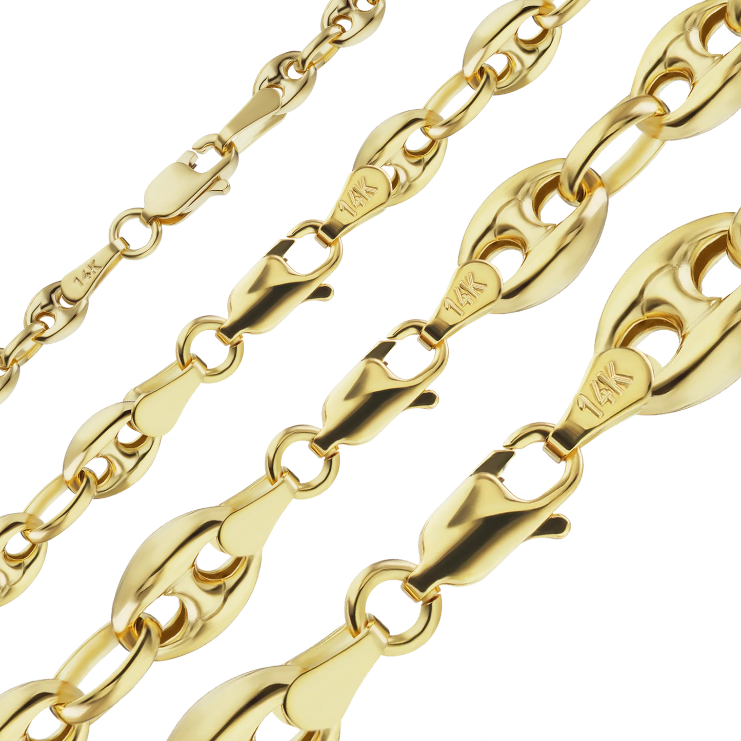 Klassisches, halbmassives Puffed Mariner Link Armband aus 14-karätigem Gelbgold