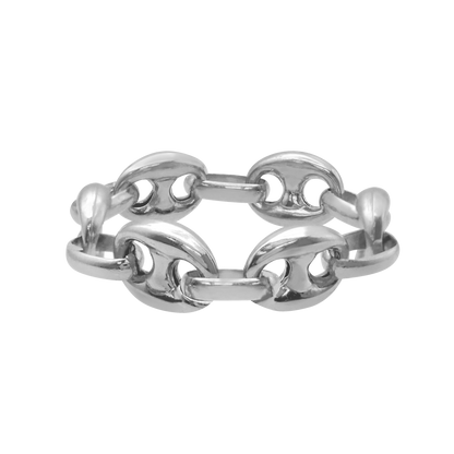 Klassischer, gewölbter Ring aus halbmassiver Mariner-Gliederkette in Sterlingsilber