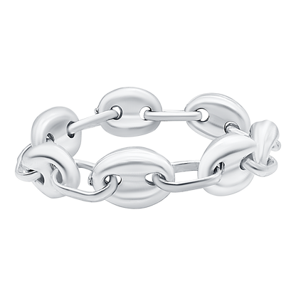 Klassischer, gewölbter Ring aus halbmassiver Mariner-Gliederkette in Sterlingsilber