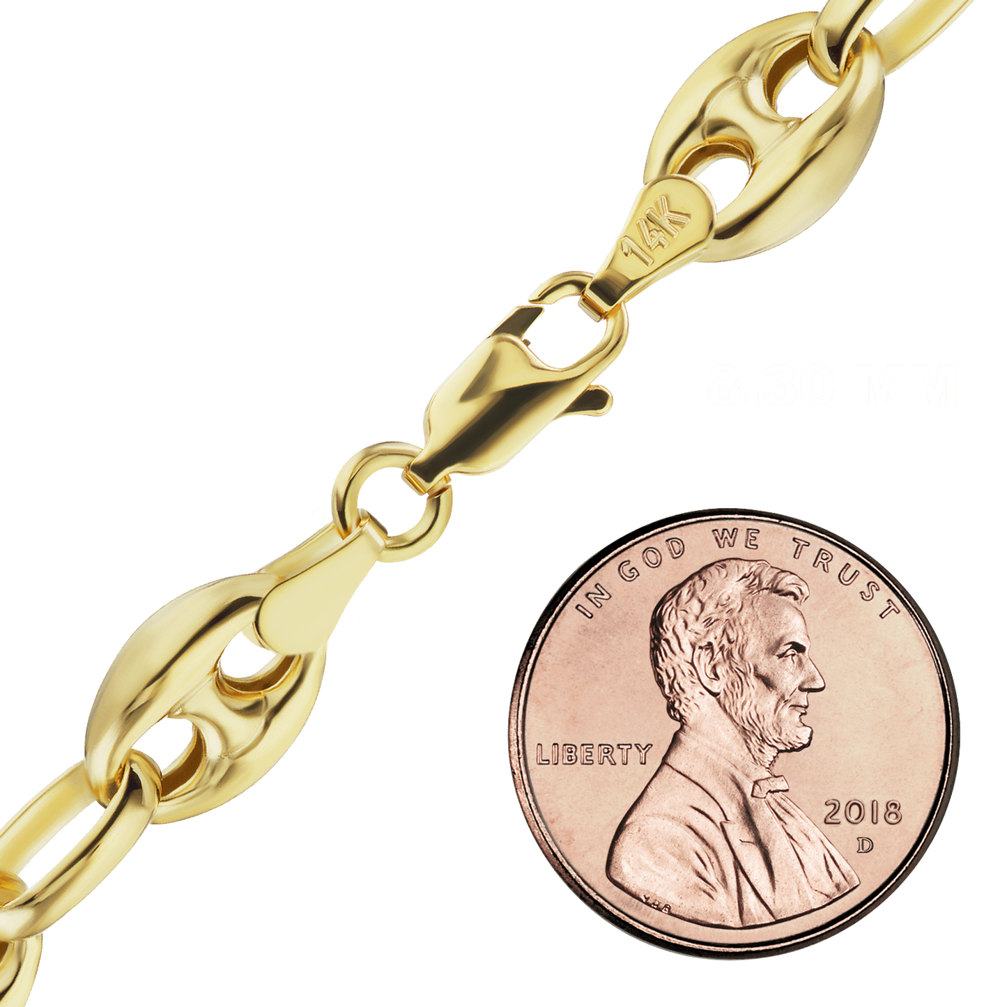 Klassisches, gestepptes Mariner-Link-Fußkettchen aus 14-karätigem Gelbgold