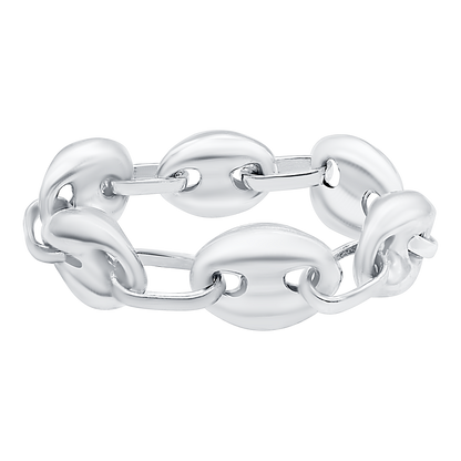 Klassischer, gewölbter Ring aus halbmassiver Mariner-Gliederkette in Sterlingsilber
