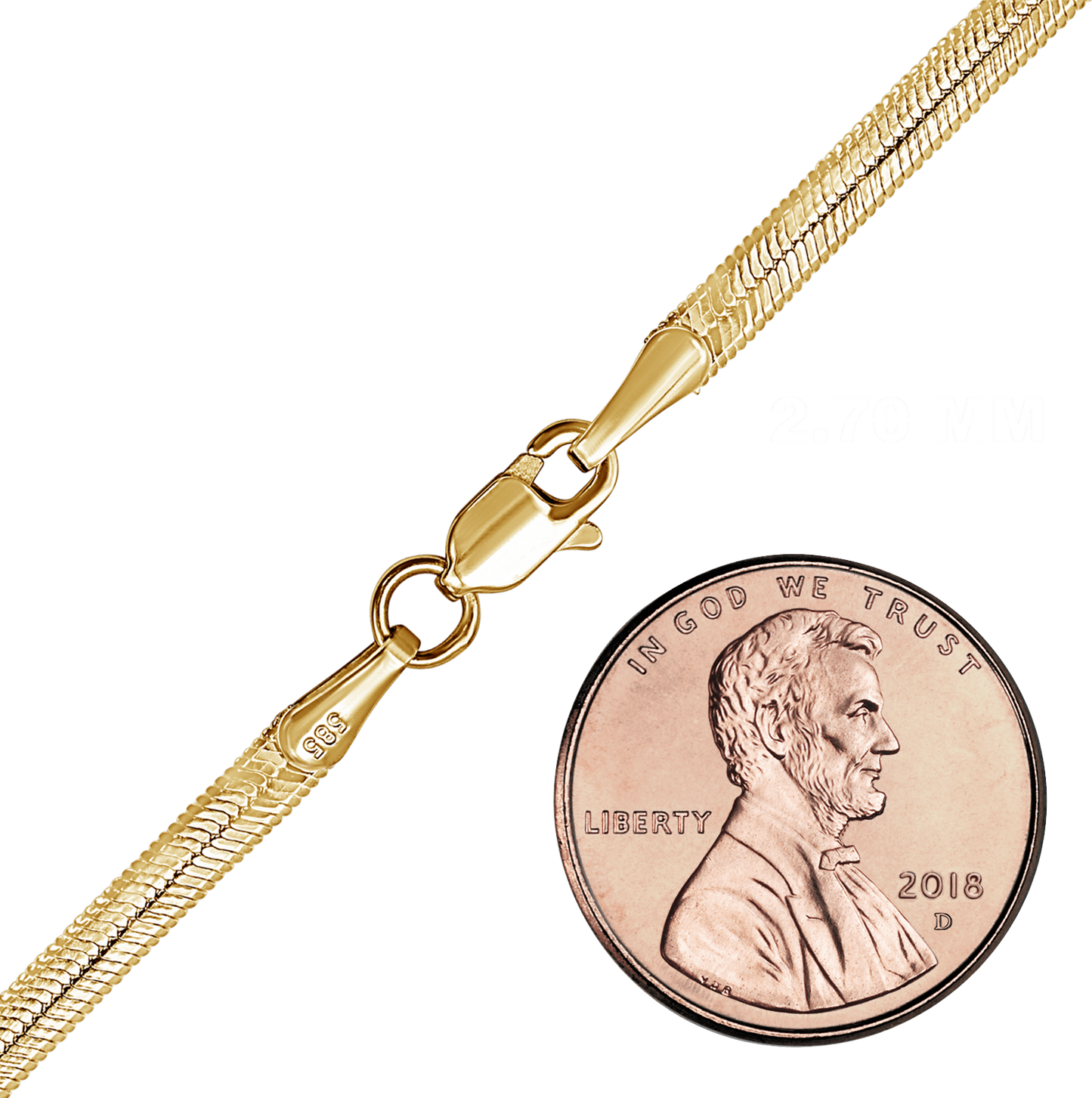 Flexible Fischgrätenkette aus Sterlingsilber – 18-karätige Gelbgoldveredelung