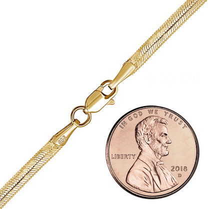 Flexible Fischgrätenkette aus Sterlingsilber – 18-karätige Gelbgoldveredelung