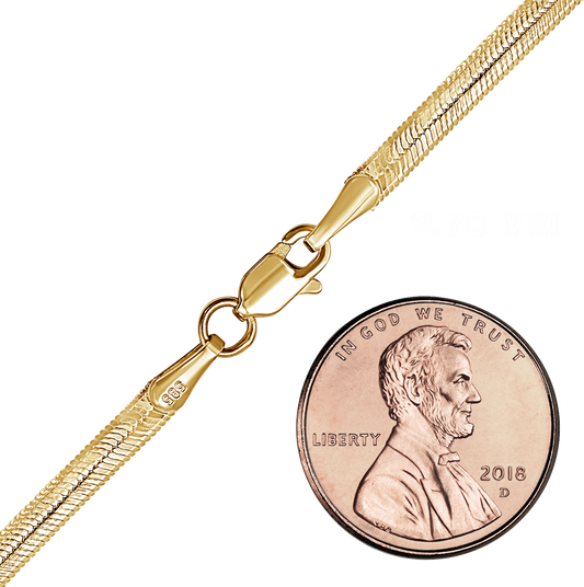 Flexible Fischgrätenkette aus Sterlingsilber – 18-karätige Gelbgoldveredelung