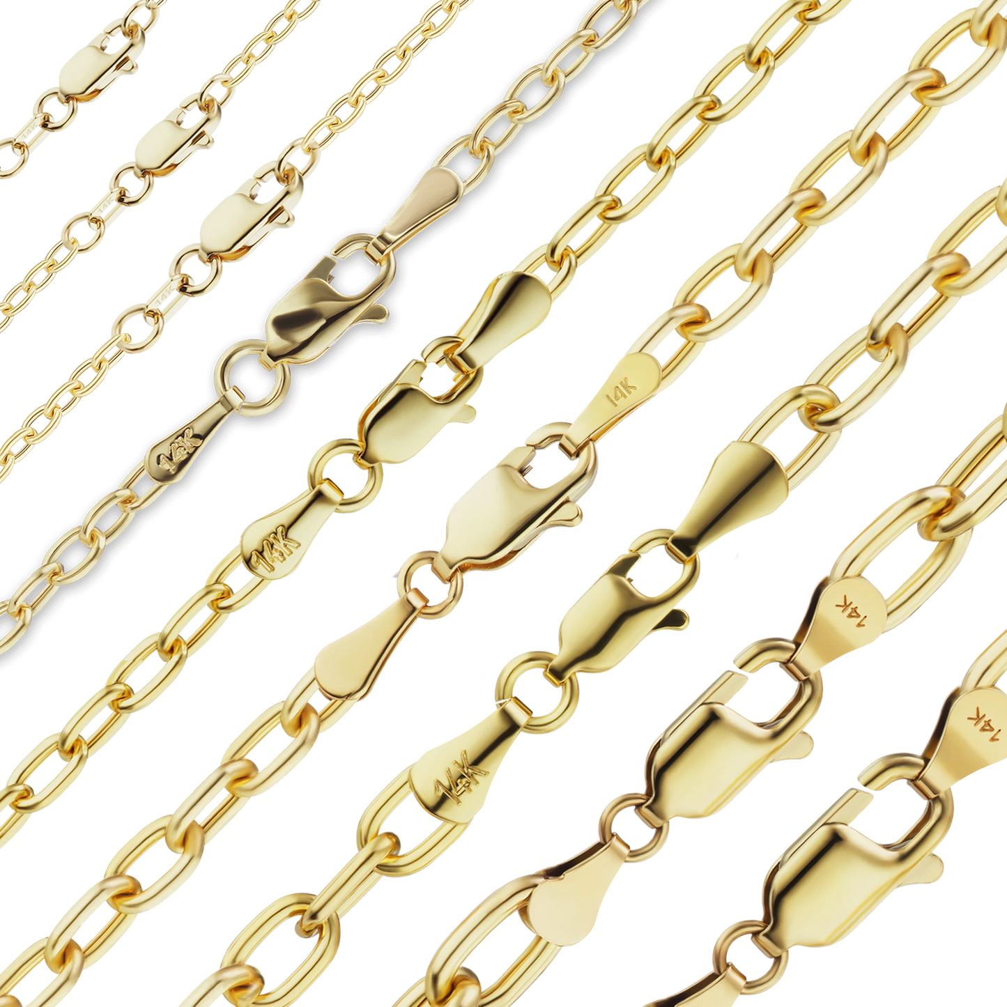 Längliches, halbmassives Kabelarmband aus 14-karätigem Gelbgold