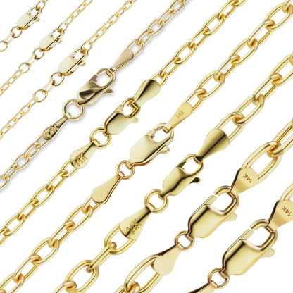 Längliches, halbmassives Kabelarmband aus 14-karätigem Gelbgold