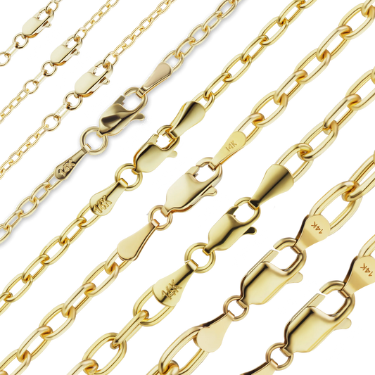 Längliches, halbmassives Kabelarmband aus 14-karätigem Gelbgold