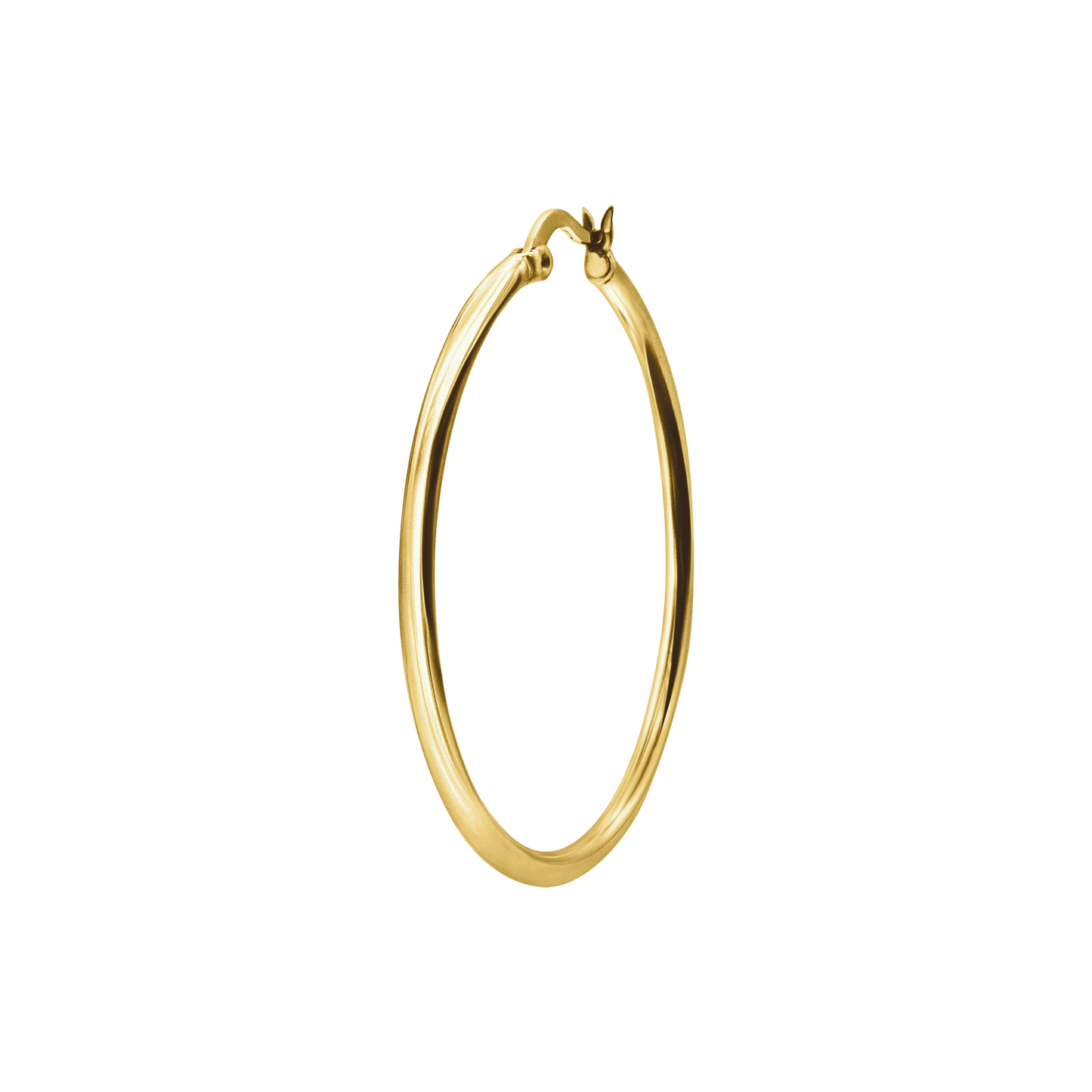 Runde Röhren-Creolen mit Verschluss und Gelenk aus 14-karätigem Gold