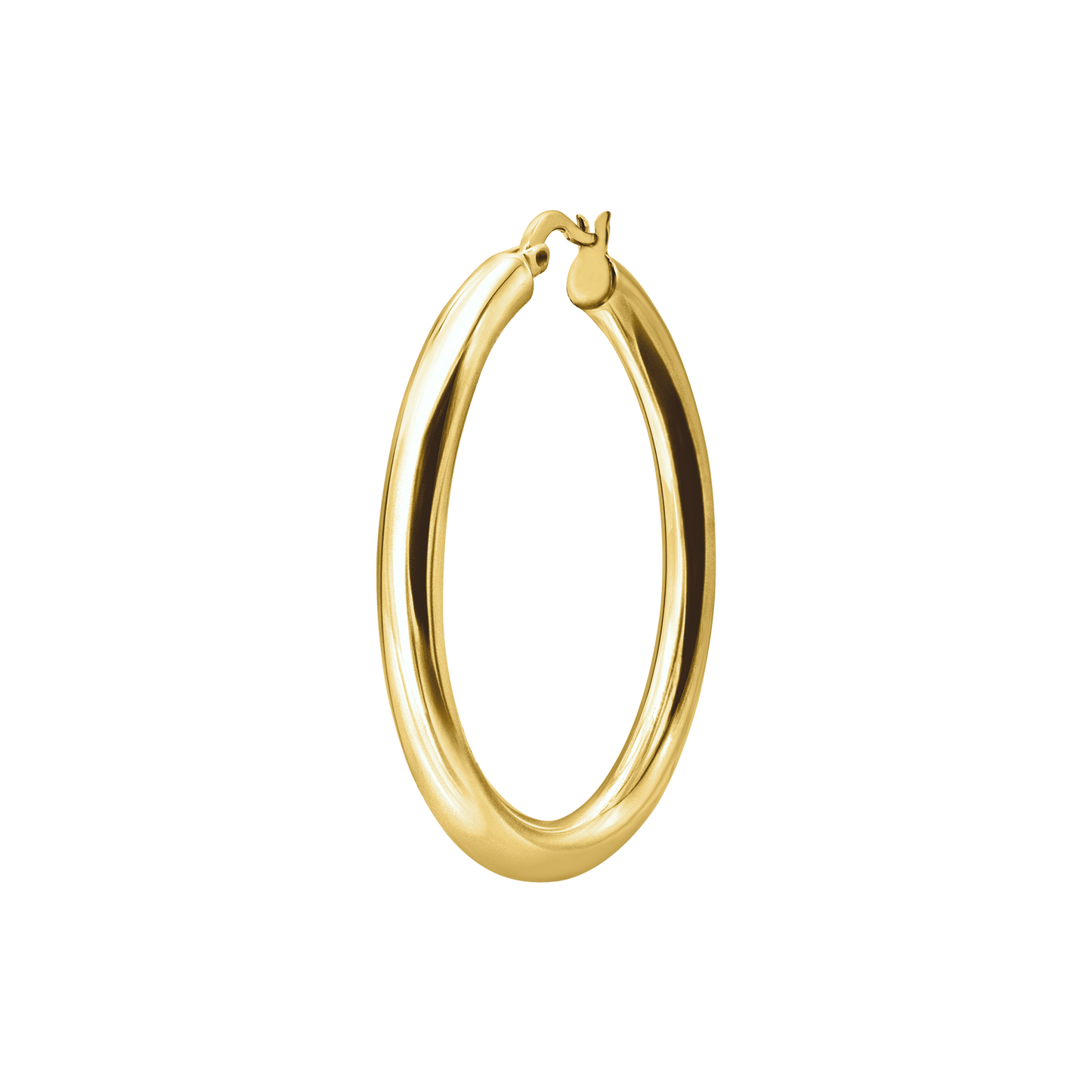 Runde Röhren-Creolen mit Verschluss und Gelenk aus 14-karätigem Gold