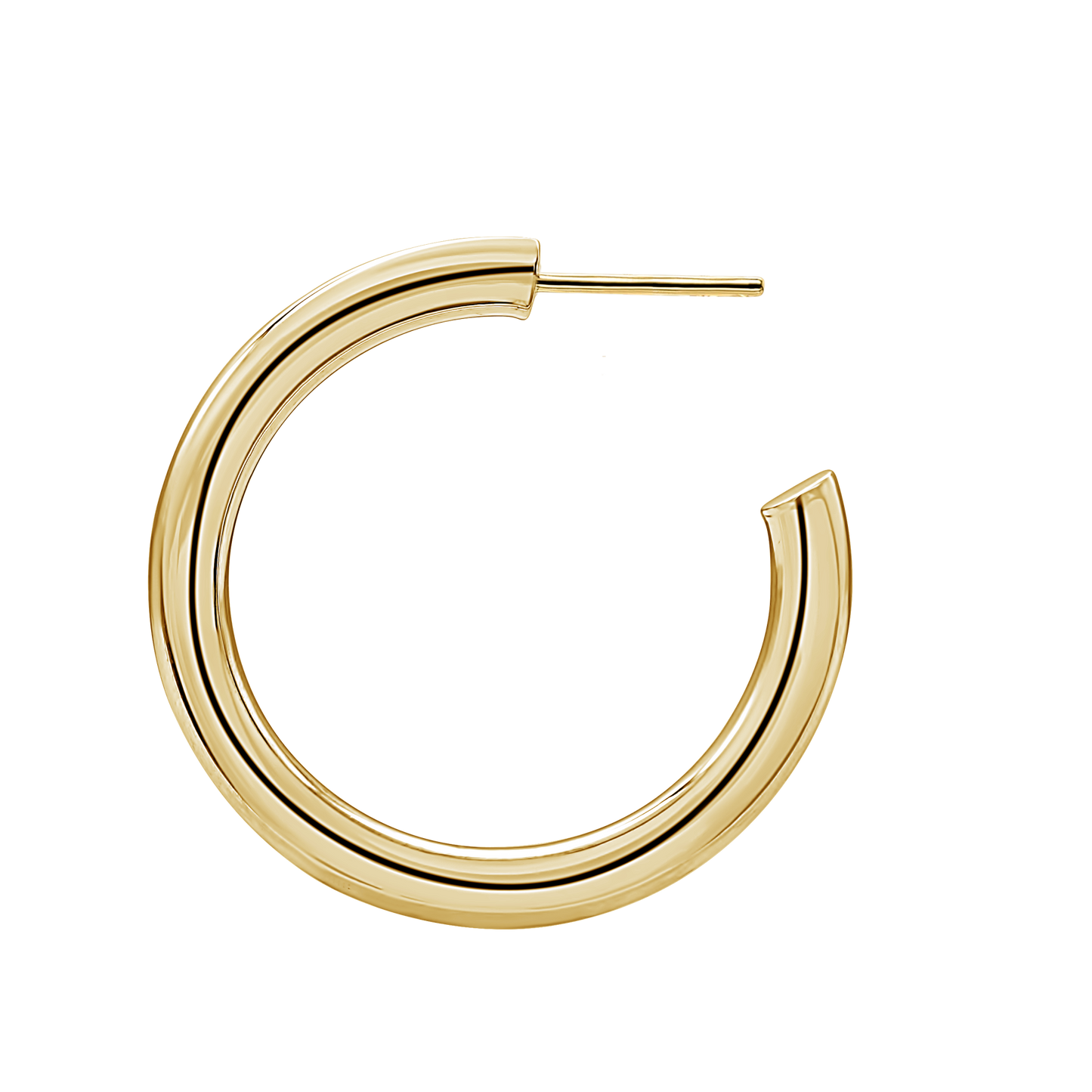 Runde Röhren-Creolen mit Stecker aus 14-karätigem Gold