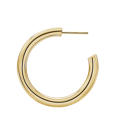 Runde Röhren-Creolen mit Stecker aus 14-karätigem Gold