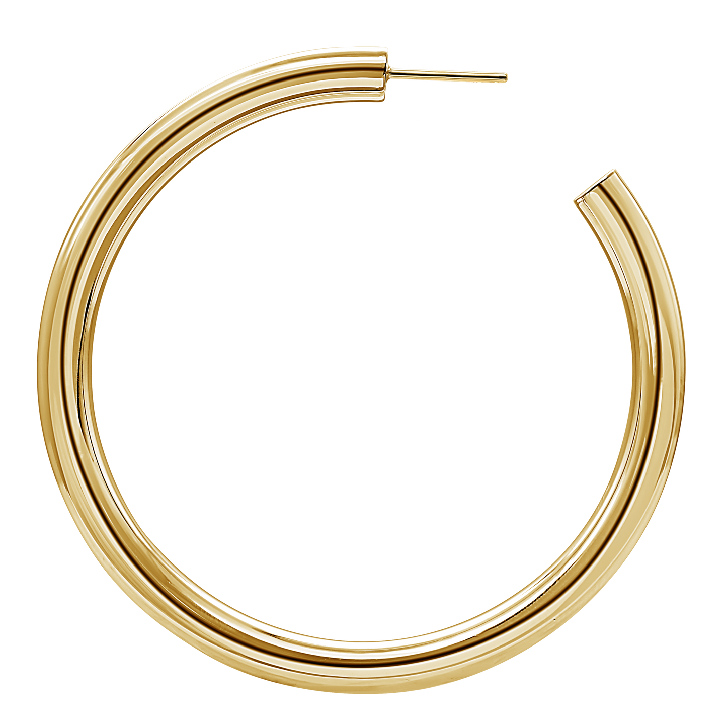 Runde Röhren-Creolen mit Stecker aus 14-karätigem Gold