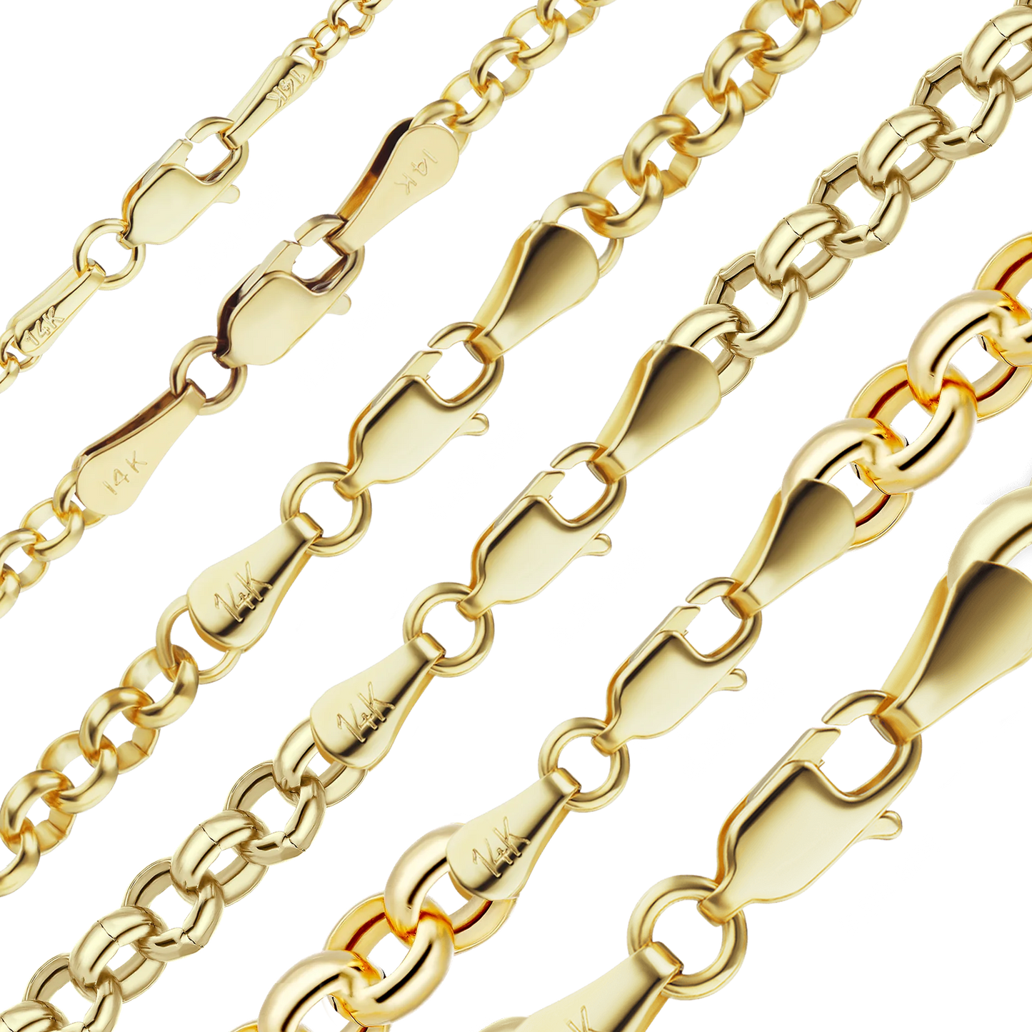 Halbmassives, rundes Rolo-Armband aus 14-karätigem Gelbgold