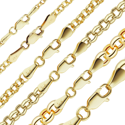 Halbmassives, rundes Rolo-Armband aus 14-karätigem Gelbgold