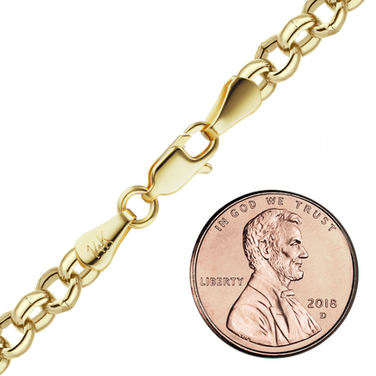 Halbmassives, rundes Rolo-Armband aus 14-karätigem Gelbgold